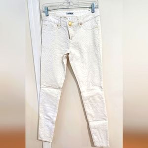 Express size 4 White skinny pants in gray Zebra print.
